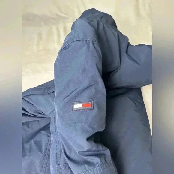 Tommy Hilfiger Navy Blue Parka with Faux Fur Hood Size Large - Picture 10 of 13